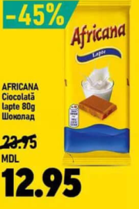 AFRICANA Ciocolată lapte 80g