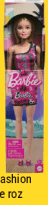 BARBIE Papușă Fashion părul blond/rochie roz