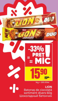 Lion Batonaș de ciocolată sortiment divers 60g