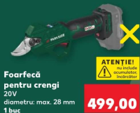 Parkside Foarfecă pentru crengi 20V 1 buc