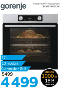 Gorenje Cuptor electric încorporabil BO6737E02XK 77 l 13 moduri Convecție / Grill