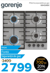 Gorenje Plită încorporabilă pe gaz G642ABX Inox Fontă Siguranță de gaz