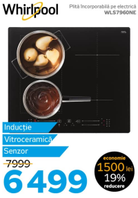 Whirlpool Plită încorporabilă pe electrică WLS7960NE Inducție Vitroceramică Senzor