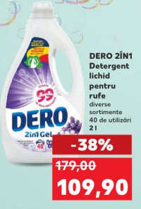 Dero 2în1 Detergent lichid pentru rufe diverse sortimente 40 de utilizări 2 l