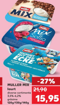 MULLER MIX Iaurt diverse sortimente 3.5%-6.2% grăsime 120g/130g/140g