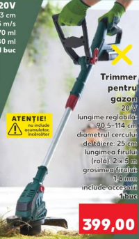 Parkside Trimmer pentru gazon 20V 1 buc