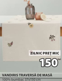 VANDIRIS Traversă de Masă 100% bumbac 37x150 cm