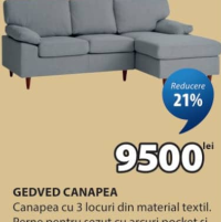 GEDVED CANAPEA Canapea cu 3 locuri din material textil. Perne pentru șezut cu arcuri pocket și căptu