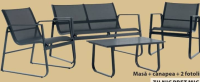 HORNSLET SET PENTRU TERASĂ Masă: 47x85x39 cm, Canapea cu 2 locuri și scaune
