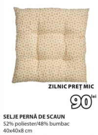 SELJE PERNĂ DE SCAUN 52% poliester/48% bumbac 40x40x8 cm
