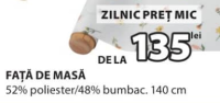 Față de masă 52% poliester / 48% bumbac 140 cm