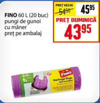 FINO 60 L (20 buc) pungi de gunoi cu mâner