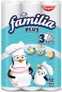 FAMILIA 12 role 3 straturi prosoape de bucătărie cu rupere îngustă