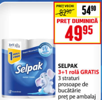 SELPAK 3+1 rolă GRATIS 3 straturi prosoape de bucătărie