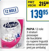 PAPIA 12 role 3 straturi prosoape de bucătărie