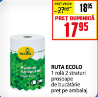 RUTA ECOLO 1 rolă 2 straturi prosoape de bucătărie