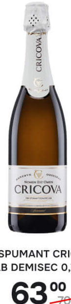 VIN SPUMANT CRICOVA ALB DEMISEC 0,75L
