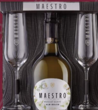 Maestro Set Suave Alb Dulce + 2 pocale Vin spumant 0.75L
