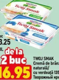 Twoj Smak Cremă de brânză naturală/cu verdeață 135g