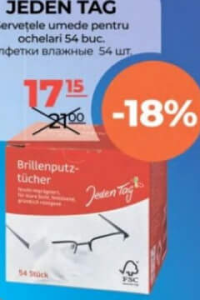 Jeden Tag Șervețele umede pentru ochelari 54buc