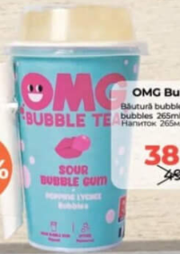 OMG BubbleTea Băutură bubble gum/lychee 265ml