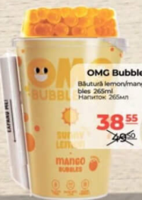 OMG BubbleTea Băutură lemon/mango 265ml