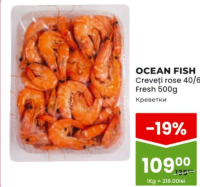 Ocean Fish Creveți rose 40/60 Fresh 500g