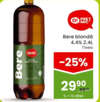 Pret Mic Bere blondă 4.4% 2.4L