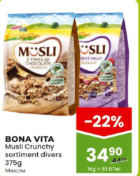 BONA VITA Musli Crunchy sortiment divers 375g