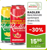 Natura Radler Bere blondă sortiment divers 0.5L