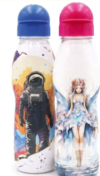 FOXART Sticlă pentru apă cu pai și capac 750ml