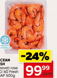 Ocean Fish Creveți rose 40/60 Fresh MAP 500g