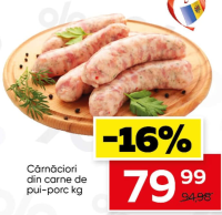 Cârnăciori din carne de pui-porc kg