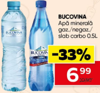 BUCOVINA Apă minerală gaz./negaz./ slab carbo 0.5L