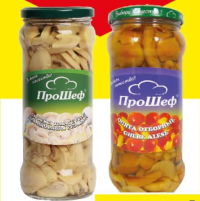 PRO CHEF Ciuperci Champignon/Ghebe intregi, tăiate/marinate, pasterizate 530/580ml