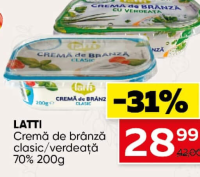 Latti Cremă de brânză clasic/verdeață 70% 200g