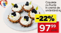 Coșulețe cu fructe în cremă de smântână kg