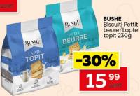 BUSHE Biscuiți Pettit beure/Lapte topit 230g