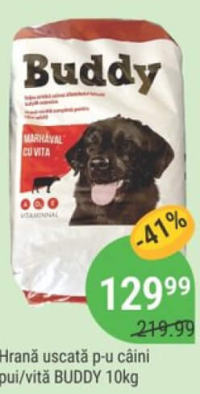Hrană uscată p-u câini pui/vită BUDDY 10kg