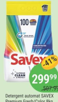 Detergent automat SAVEX Premium Fresh/Color 8kg 100 spălări