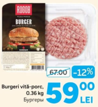 Rogob Burgeri vită-porc, 0.36 kg