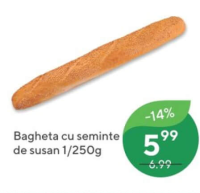 Bagheta cu seminte de susan 1/250g