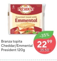 President Branza topita Cheddar/Emmental 120g