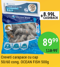 OCEAN FISH Creveti carapace cu cap 50/60 cong. 500g