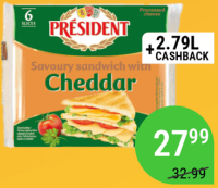 President Branza topita felii Cheddar/Emmental 120g