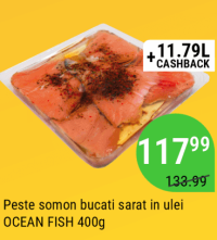 OCEAN FISH Peste somon bucati sarat in ulei 400g