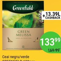 Ceai negru/verde GREENFIELD 100pac