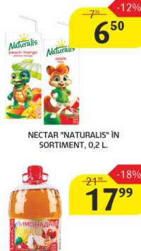 Nectar "NATURALIS" în sortiment 0.2 L