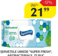 Super Fresh Șervețele umede antibacteriale 72 buc