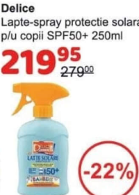 Delice Lapte-spray protectie solara p/u copii SPF50+ 250ml